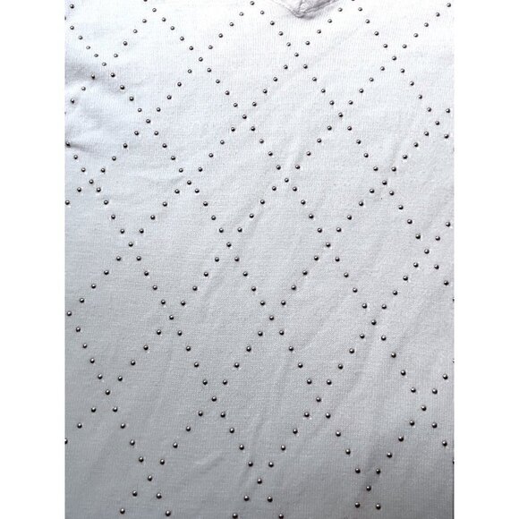 Tommy Hilfiger Gold Studded Argyle White Sweater Logo V-neck Women’s S ACADEMIA - Picture 8 of 12